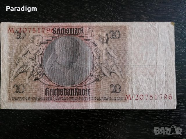 Райх банкнота - Германия - 20 марки | 1929г., снимка 2 - Нумизматика и бонистика - 27854065