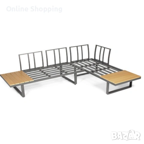 Градински комплект KANZA - модулен ъглов диван от алуминий с удобни възглавници и маса, снимка 10 - Градински мебели, декорация  - 53327325
