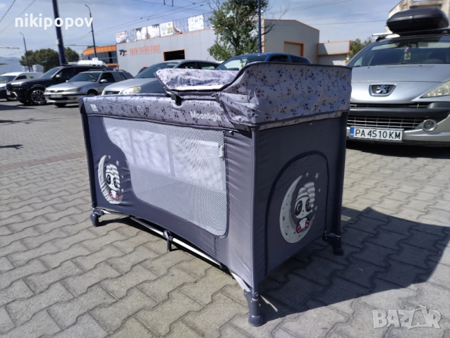 LORELLI Детска кошара на 2 нива с повивалник MOONLIGHT сив, снимка 9 - Кошарки - 53565246