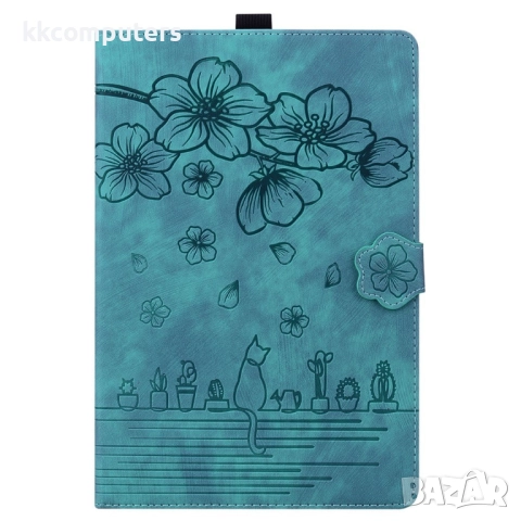 Samsung Galaxy Tab S11 Ultra-Кожен калъф с Протектор, Дизайн Цветя & Котка, Стойка и Държач за писал, снимка 12 - Калъфи, кейсове - 52088632