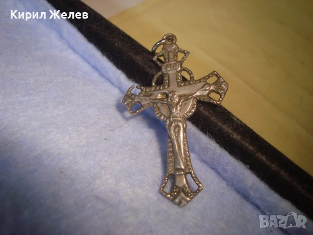 ПОСРЕБРЕНО СТАРО РЕЛЕФНО РАЗПЯТИЕ КРЪСТЧЕ АЖУРНО ДВУСТРАННО 27499
