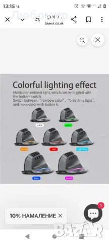 Безжична ергономична мишка Zelotes F-26C, вертикална мишка с OLED екран

, снимка 5 - Клавиатури и мишки - 49097228