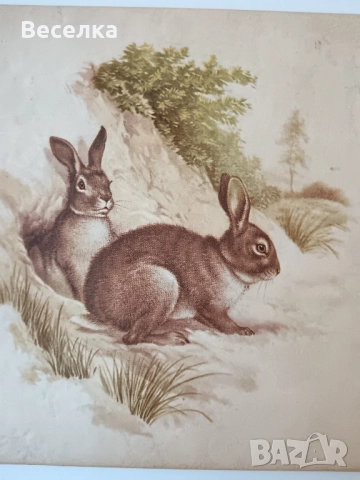 Плочка Villeroy&Boch с рисунка на зайци , снимка 2 - Антикварни и старинни предмети - 52425036