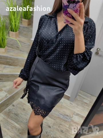 Дамски сет боди с кожена пола