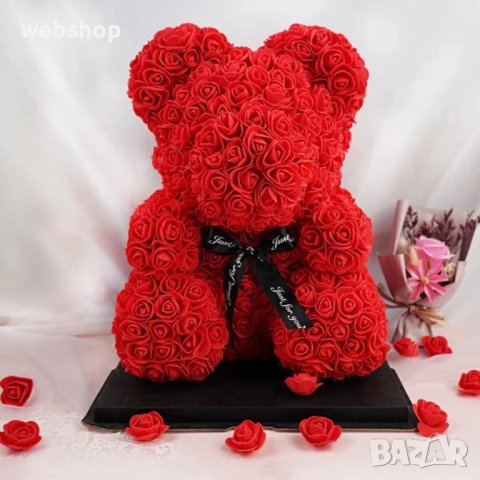 Мече от рози Gerdani BG Rose Bear, червен , 25см