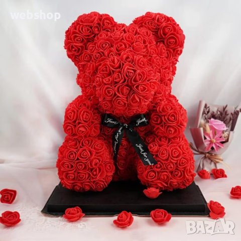 Мече от рози Gerdani BG Rose Bear, червен , 25см, снимка 1
