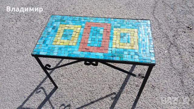 Помощна маса ковано желязо и мозайка. Уникат. , снимка 7 - Маси - 49421837