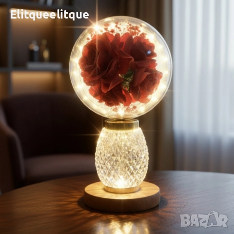 Декоративна лампа с червени рози и мека светлина – за топлина и хармония у дома, снимка 3 - Декорация за дома - 52217794