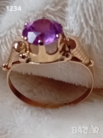 Златен пръстен с корона ръчна изработка , снимка 2 - Пръстени - 53245462