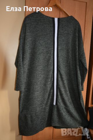 Блуза/туника дамска есенна тъмнозелена паднало рамо, 4XL÷ 5XL, снимка 2 - Туники - 43860862