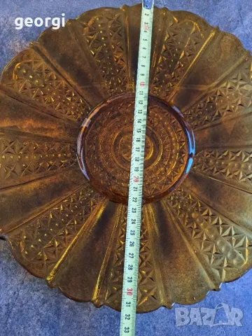 голямо стъклено плато цвят кехлибар 21/6, снимка 7 - Прибори за хранене, готвене и сервиране - 49971710