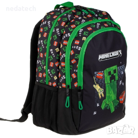 Ученическа раница Minecraft, Зелен, 32x18x43 см., снимка 2 - Раници - 51530945