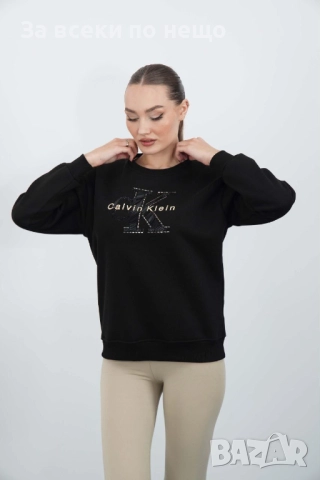 Calvin Klein Дамска Памучна Черна Блуза С Дълъг Ръкав Код A964, снимка 6 - Блузи с дълъг ръкав и пуловери - 52059556