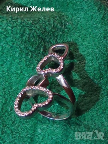 СКЪПОЦЕНЕН СРЕБЪРЕН СЪРЦЕВИДЕН ДИЗАЙНЕРСКИ ПРЪСТЕН СРЕБРО 925 с ЦИРКОНИ 20535, снимка 6 - Пръстени - 32998691