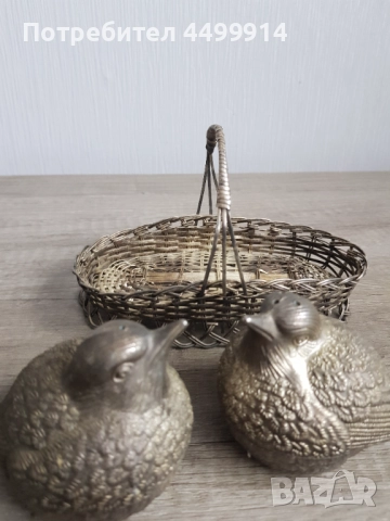 Комплект посребрени солници пилета в кошничка, снимка 7 - Антикварни и старинни предмети - 52913694