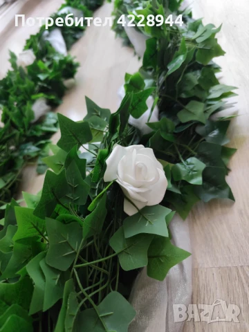 Ръчно изработена сватбена украса за кола – гирлянд 3.85 м, снимка 7 - Сватбени аксесоари - 50780292