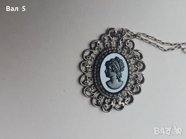 Красиво колие , медальон - сребро и камея, снимка 5 - Антикварни и старинни предмети - 52491752