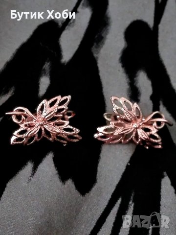  Обеци ,,Листо,, имитация руско злато, снимка 1