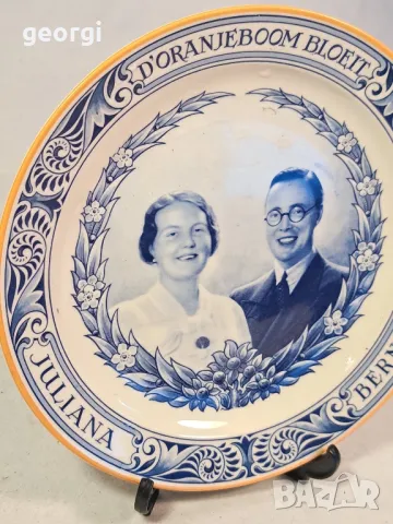 Холандска декоративна порцеланова чиния Mosa   22/2, снимка 2 - Декорация за дома - 49183139