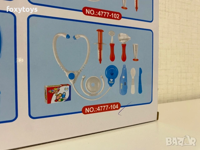 Малък доктор - комплект с престилка - в синьо, снимка 6 - Образователни игри - 53305162