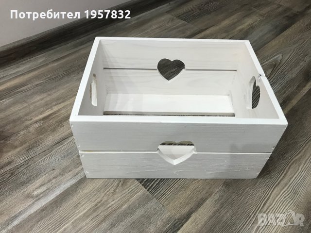 Декоративна дървена щайга със сърчица, снимка 6 - Декорация за дома - 27145415