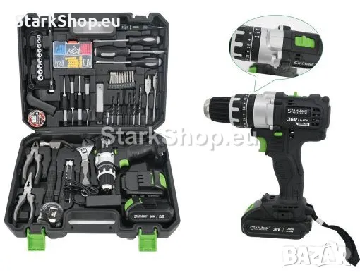 PREMIUM Качество Ударен Винтоверт 111 Части 2 Батерии 36V 8.0A STAHLMAYER с Функция Ударно Пробиване, снимка 2 - Винтоверти - 50261164