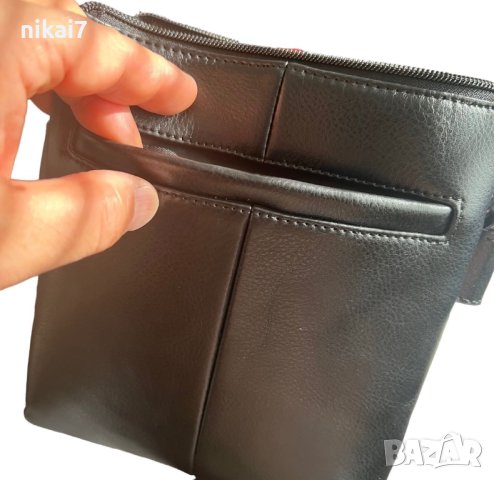 Мъжка чанта+портфейл комплект 2в1 от естествена кожа телешки бокс, снимка 5 - Чанти - 42944392