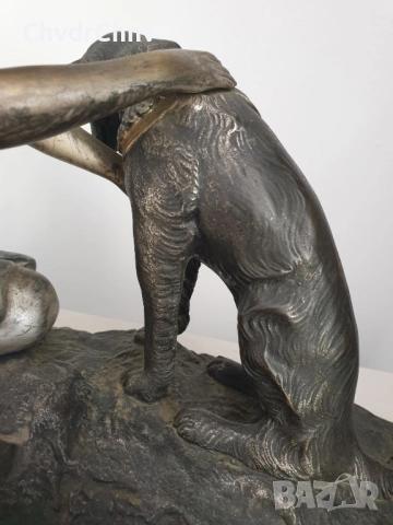 52см-6кг фигура на H.Fady/статуетка La Chasse Interrrompue/стара френска бронзова скулптура, снимка 7 - Антикварни и старинни предмети - 51455330