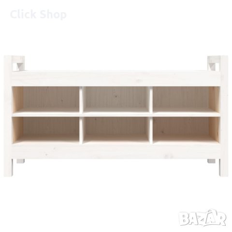 Пейка за антре, бяла, 110x40x60 см, борово дърво масив, снимка 3 - Шкафове - 40299222