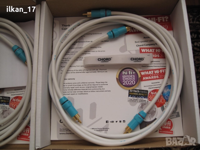 Чинчове Качествен стерео аудио кабел Chord C-Line Audio 2Комплекта по 2 Метра Внос Герман 2RCA-2RCA , снимка 5 - Аудиосистеми - 52422781