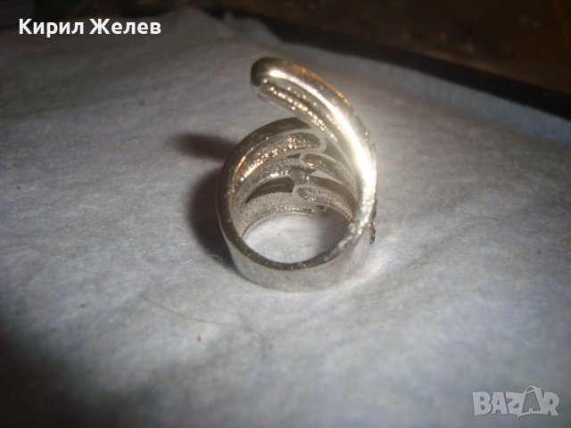 СТИЛЕН ФЕШЪН КРИСТАЛЕН СРЕБРИСТ АЖУРЕН АРТ ДИЗАЙН ПРЪСТЕН 9284, снимка 8 - Пръстени - 37512399