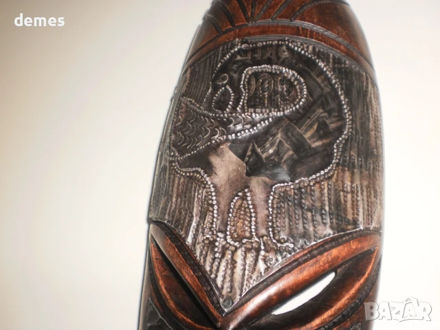 +Африканска маска от абанос и мед-7, голяма+, снимка 7 - Антикварни и старинни предмети - 50887730