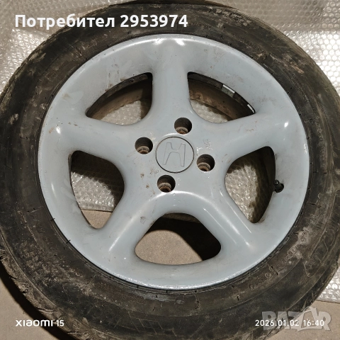 Комплект оригинални джанти за Honda 15" 4x100 + гуми Tigar DOT 21, снимка 2 - Гуми и джанти - 52958299