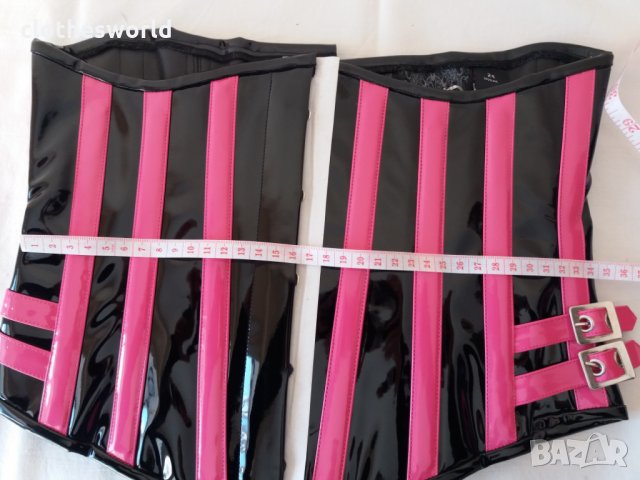 Лачен корсет под бюста в черно и розово Busk с метални банели, снимка 14 - Корсети, бюстиета, топове - 35025250