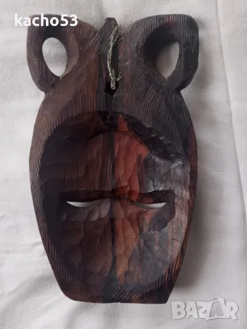 Африканска маска от кафяв абанос., снимка 3 - Антикварни и старинни предмети - 49859096