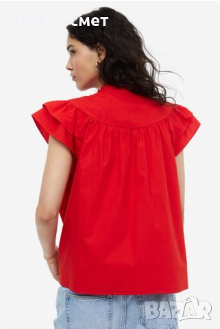 Червена блуза H&M с широки ръкави, нова, снимка 4 - Блузи с дълъг ръкав и пуловери - 43894114