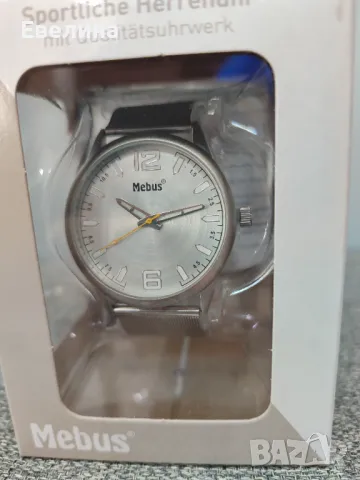 Нов мъжки часовник с качествен механизъм, сребриста верижка Mebus, снимка 1