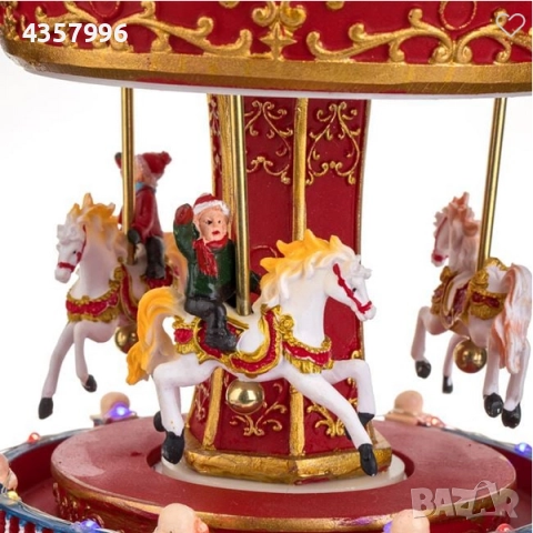 Коледна музикална въртележка, LED осветление, Червен, снимка 3 - Декорация за дома - 52490440