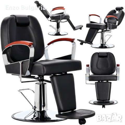 Хидравличен фризьорски стол за фризьорски салон Carson Barberking LZY-1117-BLACK, снимка 1