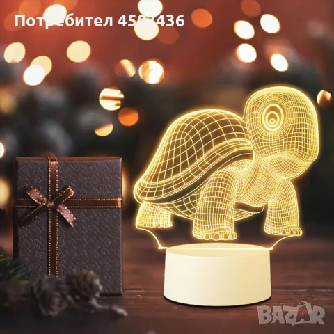  Холограмна 3D LED лампа-Костенурка , снимка 9 - Настолни лампи - 51182372