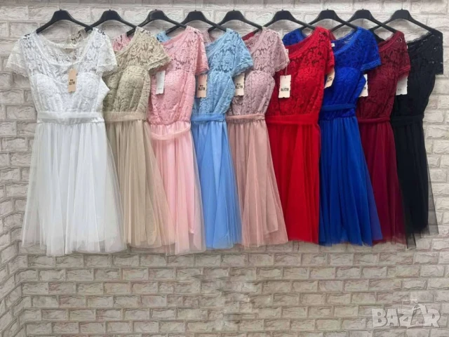 🌷Разкроена дамска рокля с дантела и тюл , снимка 12 - Рокли - 50622898