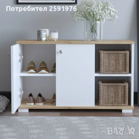 Шкаф за антре Deril бяло-сонома 90х33х52.5см, снимка 1