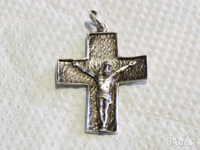 сребърен синджир с кръст, сребърен кръст с Исус закован за кръста - разпятие Христово, снимка 3 - Колиета, медальони, синджири - 33292167