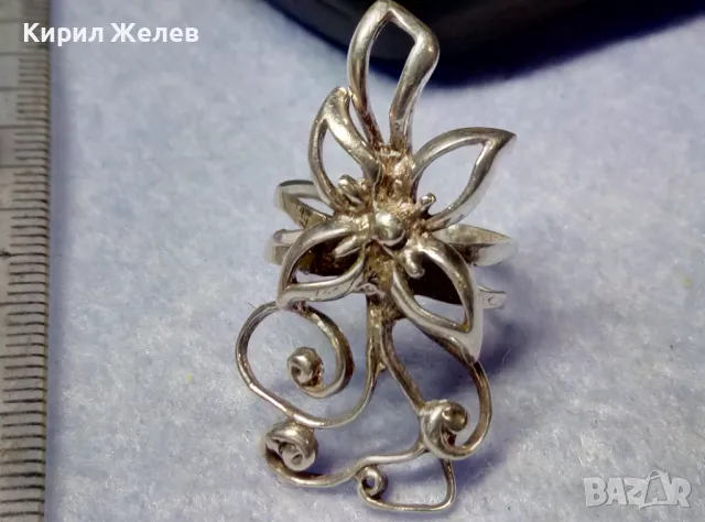 РАЗКОШЕН ФЛОРАЛЕН СРЕБЪРЕН ПРЪСТЕН СРЕБРО 925 ИЗЯЩНА ФИНА МАЙСТОРСКА АЖУРНА РЪЧНА ИЗРАБОТКА 30618