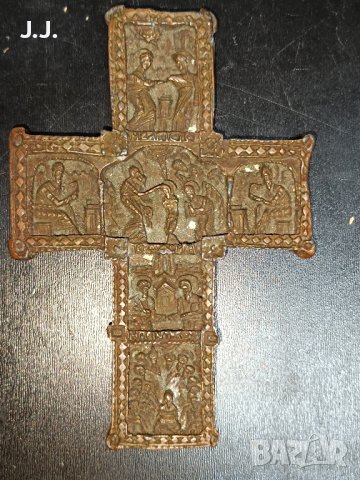 Уникален,стар меден кръст,ръчна изработка/Old antique copper cross, снимка 1 - Антикварни и старинни предмети - 43944720