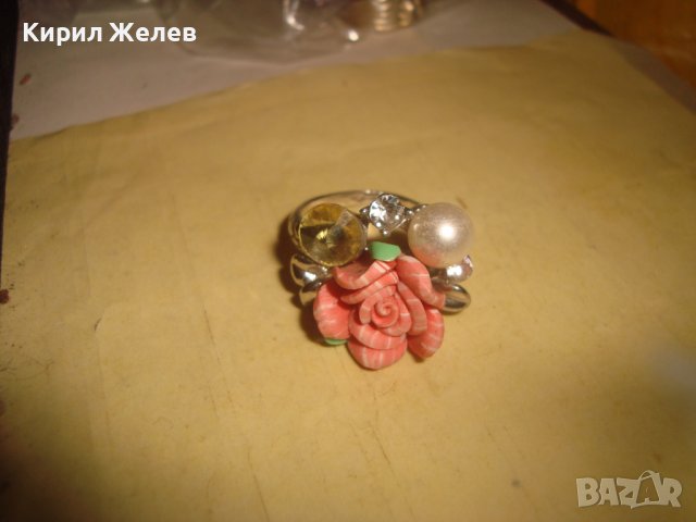 Прекрасен нежен флорален АРТ ПРЪСТЕН РОЗА с ПЕРЛА и КРИСТАЛИ и БЯЛА ПОЗЛАТА 21074, снимка 10 - Пръстени - 37451987