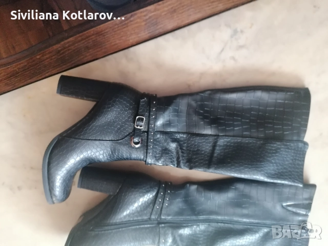 Дамски високи ботуши - черни с висок ток, снимка 3 - Дамски ботуши - 52509045