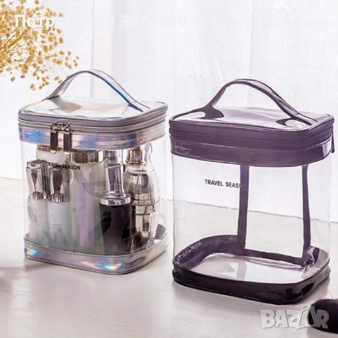 Прозрачна козметична чантичка  3982 вертикален, снимка 9 - Портфейли, портмонета - 52667225