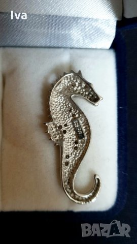 висулка морско конче сребро със Swarovski, снимка 3 - Колиета, медальони, синджири - 28042299