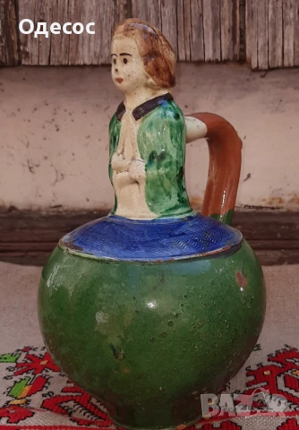 Стара българска авторска керамична стомна, снимка 1